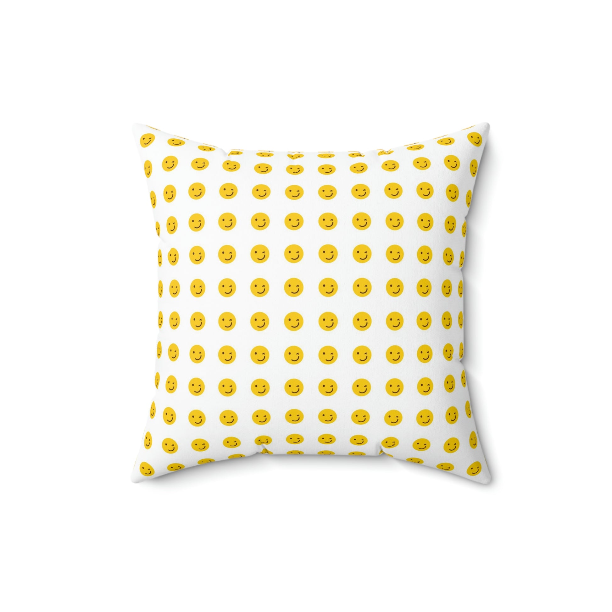 Geotrott Emojis Winking Face White Spun Polyester Square Pillow