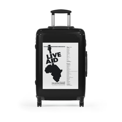 Getrott The Live Aid Concert July 13th 1985 For African Famine Relief World Classic Poster Black Cabin Suitcase Extended Storage Adjustable Telescopic Handle Double wheeled Polycarbonate Hard-shell Built-in Lock-Bags-Geotrott