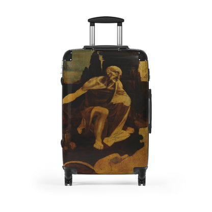 Getrott Saint Jerome in the Wilderness by Leonardo Da Vinci Black Cabin Suitcase Extended Storage Adjustable Telescopic Handle Double wheeled Polycarbonate Hard-shell Built-in Lock-Bags-Geotrott