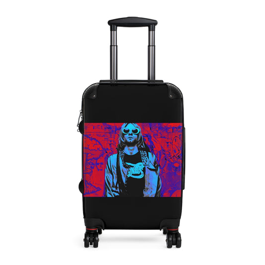 Getrott Copy of Nirvana Blue Graffiti Kurt Cobain Punk Cabin Suitcase Extended Storage Adjustable Telescopic Handle Double wheeled Polycarbonate Hard-shell Built-in Lock-Bags-Geotrott