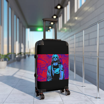 Getrott Copy of Nirvana Blue Graffiti Kurt Cobain Punk Cabin Suitcase Extended Storage Adjustable Telescopic Handle Double wheeled Polycarbonate Hard-shell Built-in Lock-Bags-Geotrott