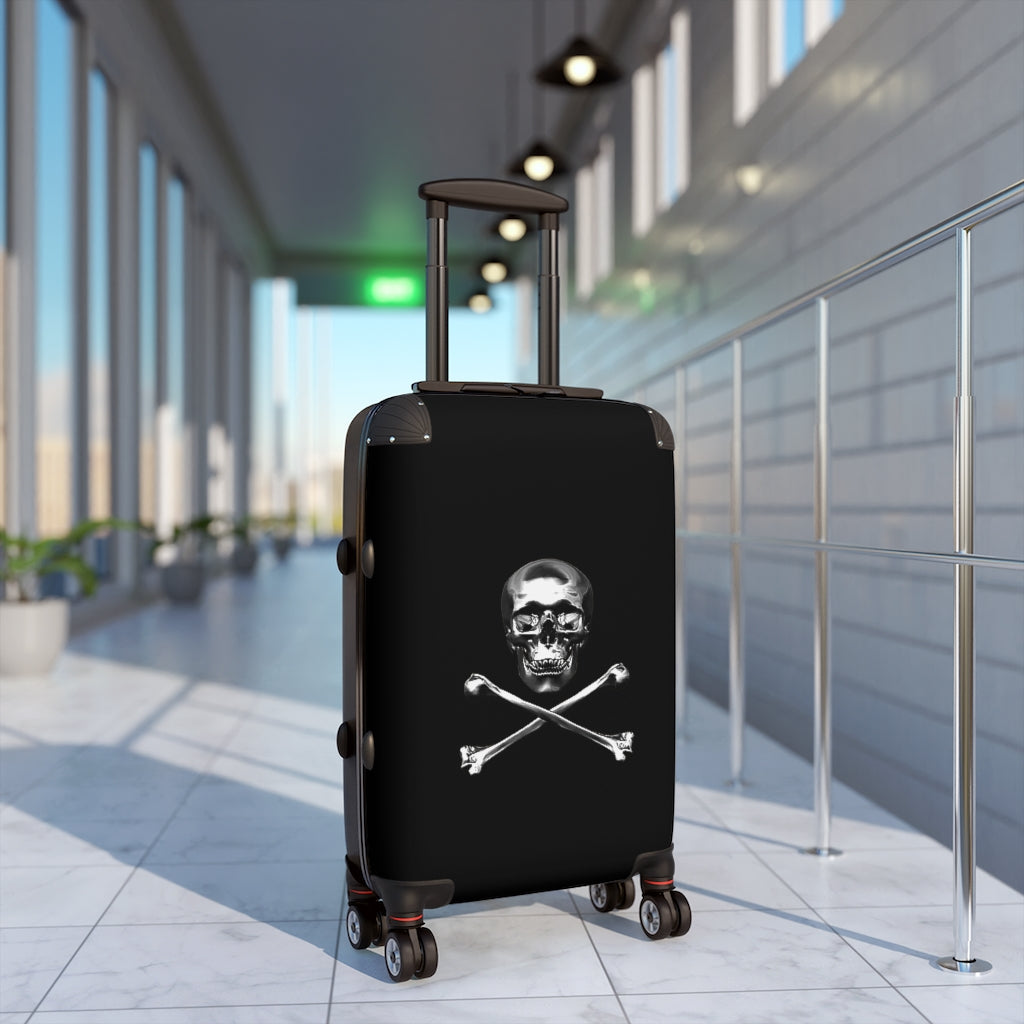 Getrott Black Skull & Bones Cabbin Luggage Carry-On Travel Check Luggage 4-Wheel Spinner Suitcase Bag Multiple Colors and Sizes
